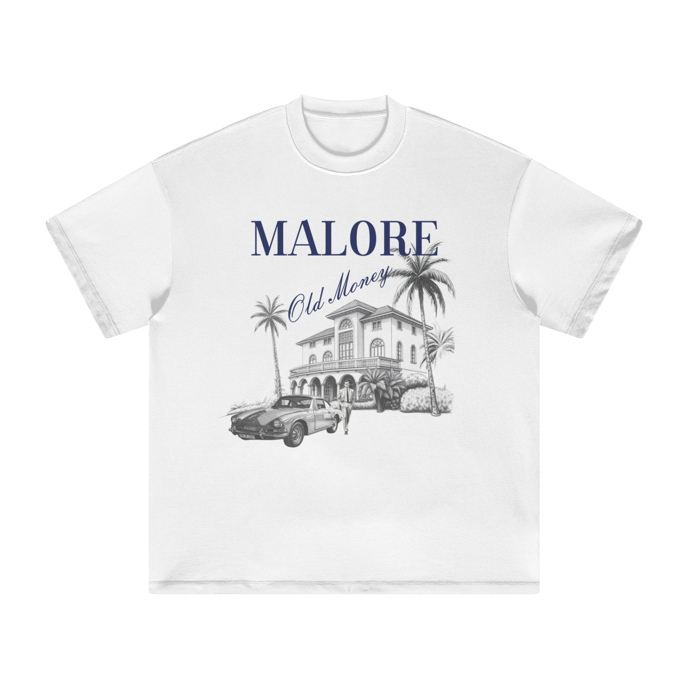 Oversized Malore Graphic “ Old Money “ T-shirt White(Go A Size Down)